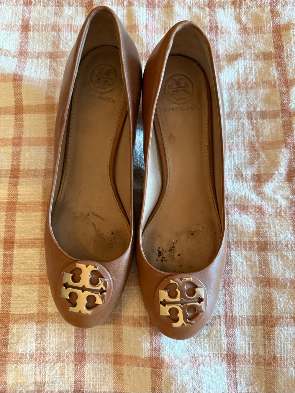 Tory Burch Tan Leather Heeled loafers
